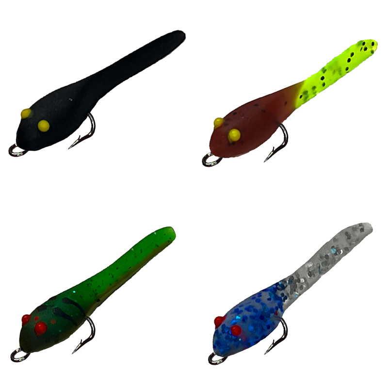 Delong Lures 3 Tadpole Pre Rigged Fishing Lures for Bass, Animated Crappie Fishing Bait Scented Pre Rigged Fishing Tackle Fishing Lures for