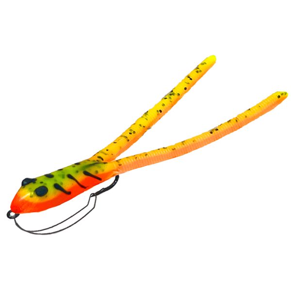 pre rigged weedless fishing lure for bass twin tail with 3\0 weedless hook color firetiger