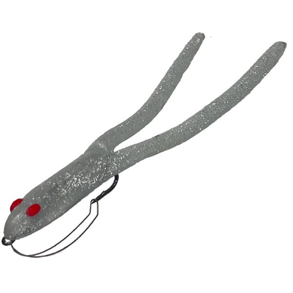 pre rigged weedless fishing lure for bass twin tail with 3\0 weedless hook color minnow silver